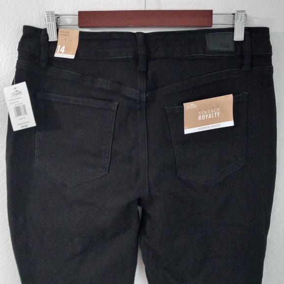 Vintage Royalty14 33x27 High Rise Button Fly Raw Hem Straight Jeans Black - Picture 4 of 15